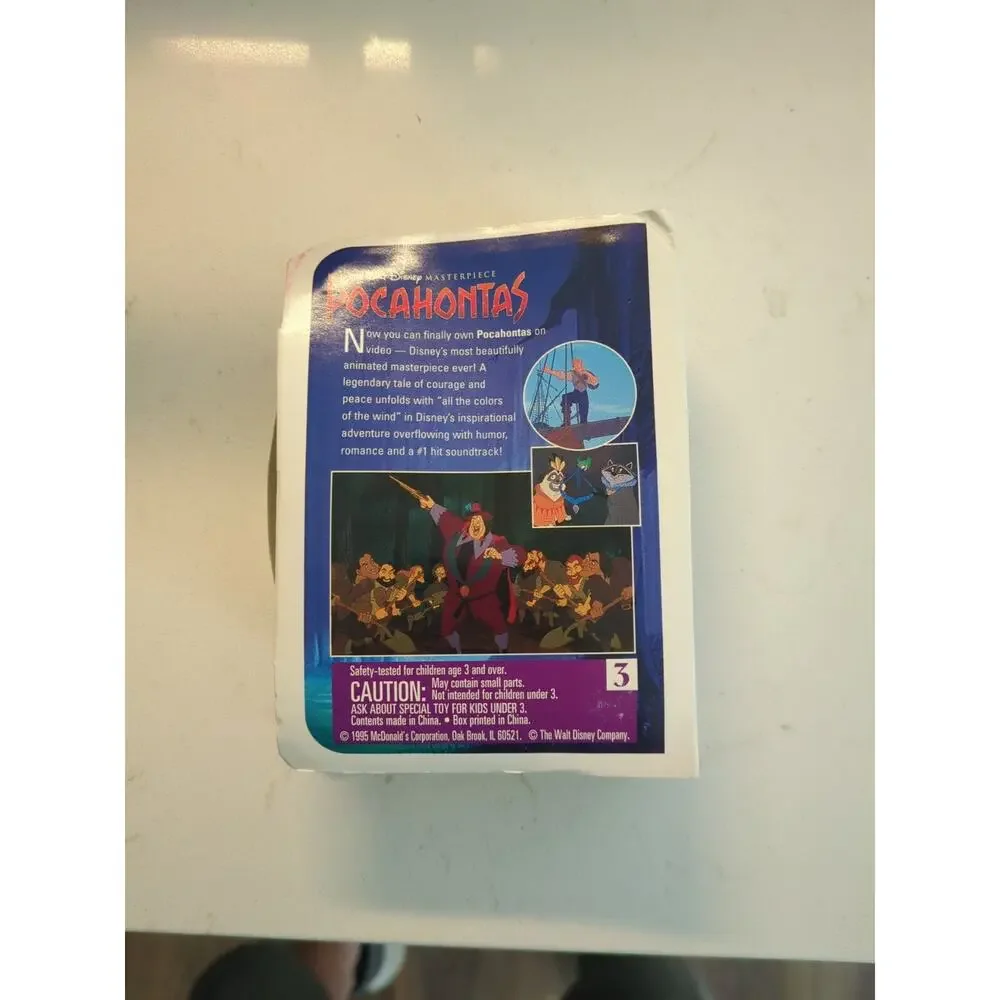 1995 McDonalds Disney Masterpiece Pocahontas VHS Box & Figure Happy Meal Toy